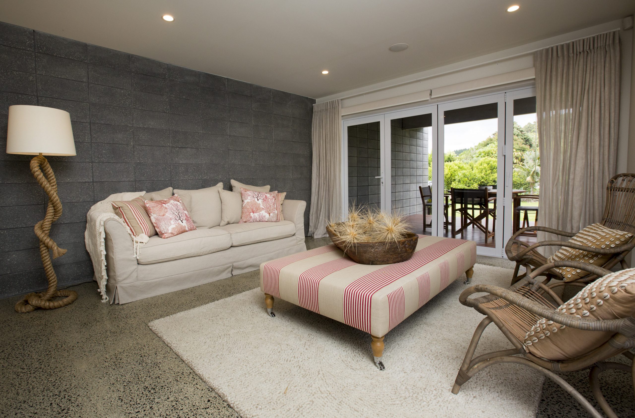 Harmonious living room designed by Natasha Walker Interiors at Sorrento Beach House, Melbourne
