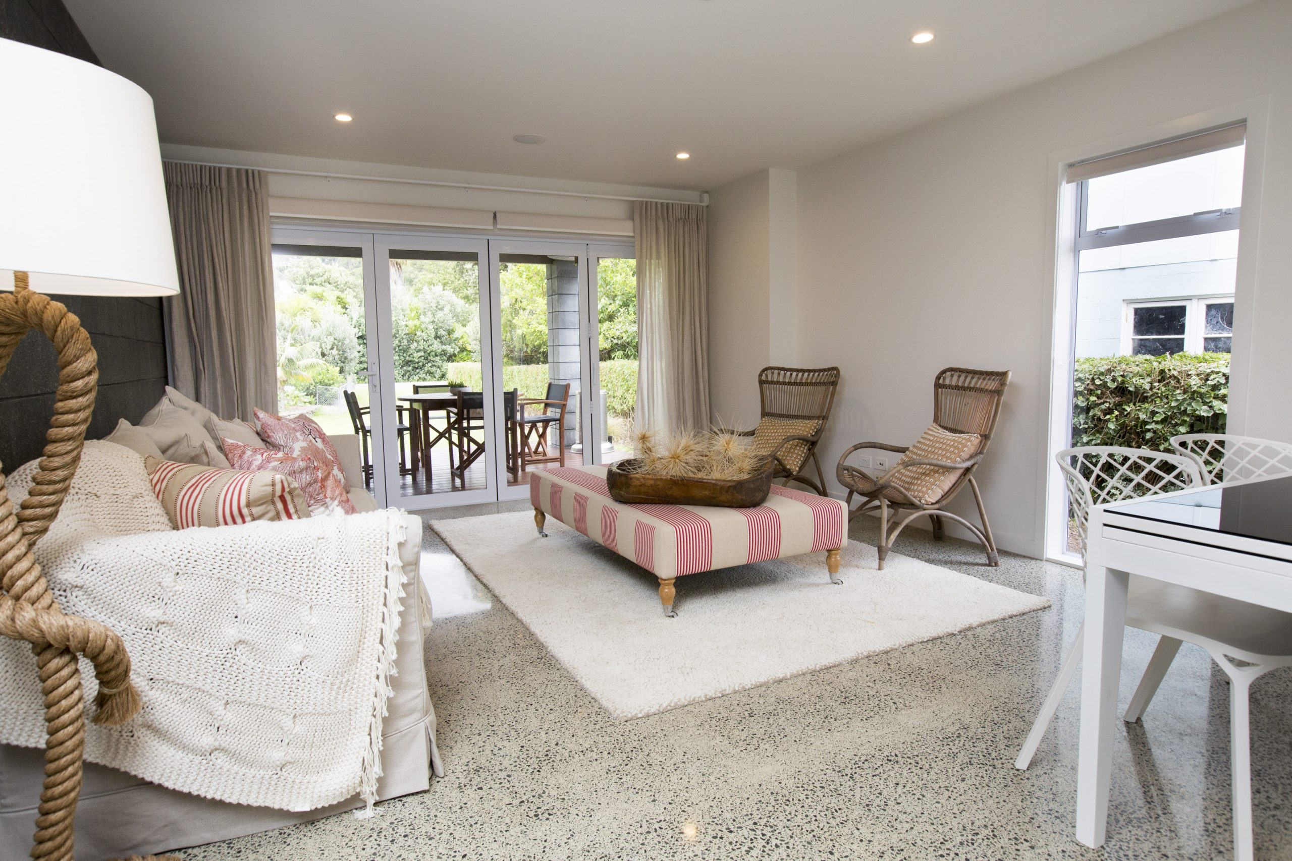 Harmonious living room designed by Natasha Walker Interiors at Sorrento Beach House, Melbourne