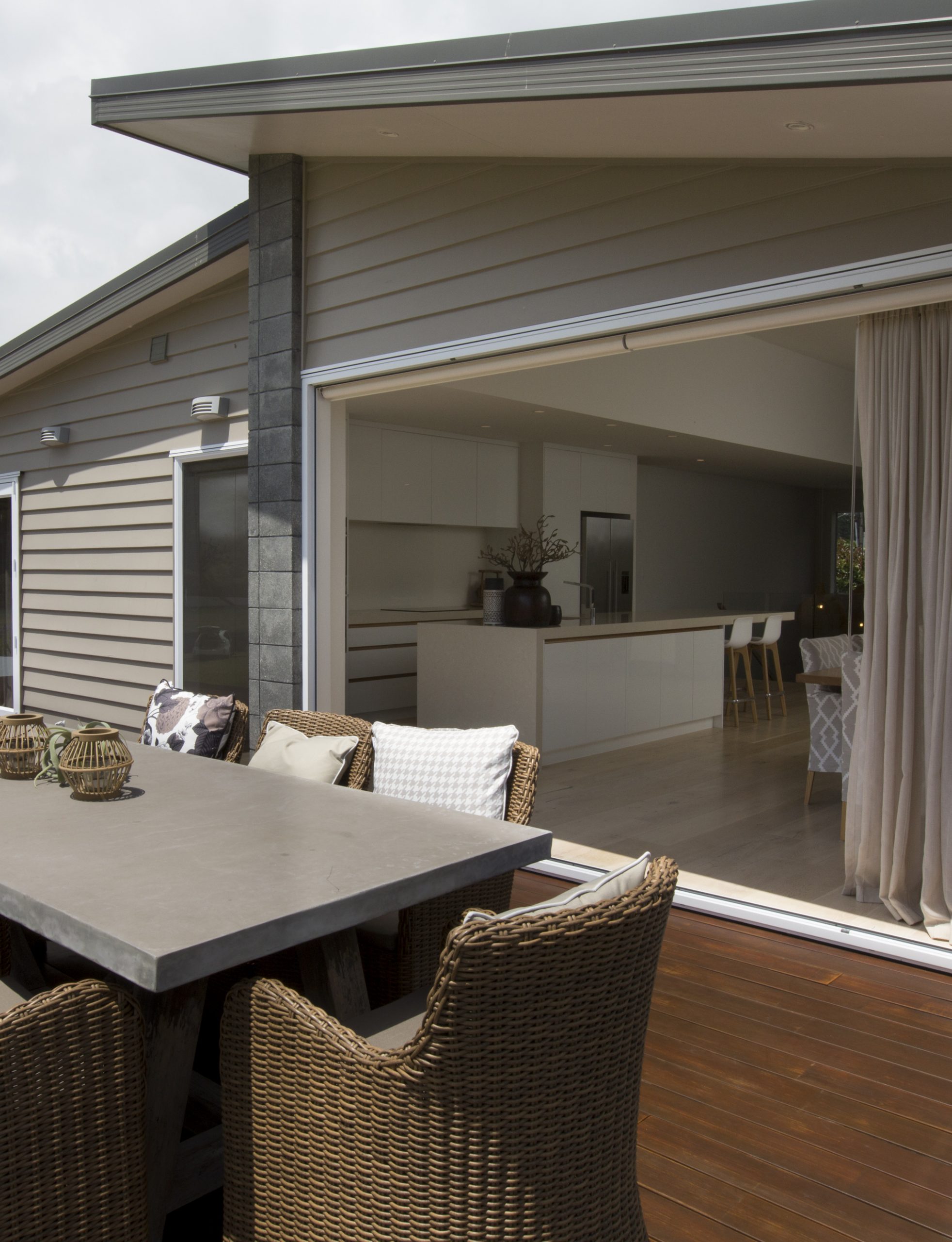 Outdoor living area designed by Natasha Walker Interiors at Sorrento Beach House, Melbourne